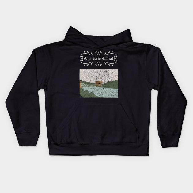 Vintage Erie Canal Illustration Kids Hoodie by nonbeenarydesigns